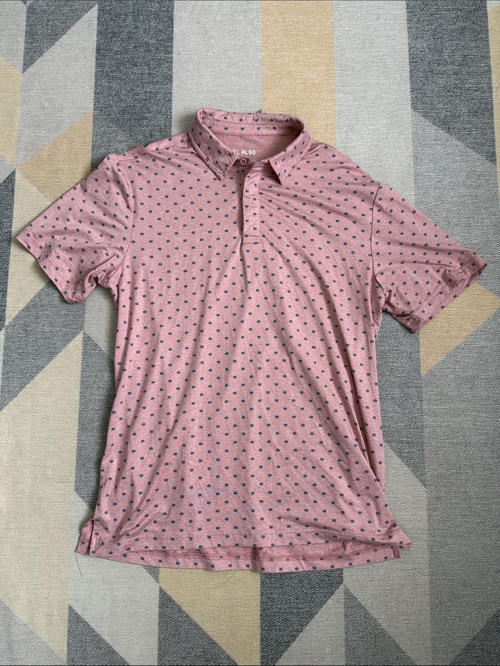 01.Algo Pink Polo Shirt with Navy Print